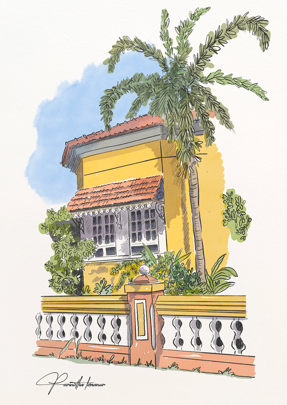 Houses of Goa , Goan heritage Art print, Indian Art, Interior and home decor Parinitha Konanur , Fable and Hue